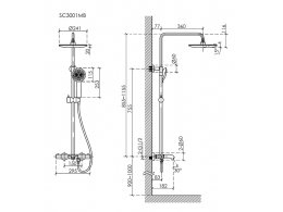 Душевая система Sancos Гейм (Game) с термостатом черный, SC3001MB
